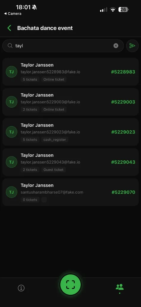 Bezoekers zoeken in de i-Ticketz Scannerapp