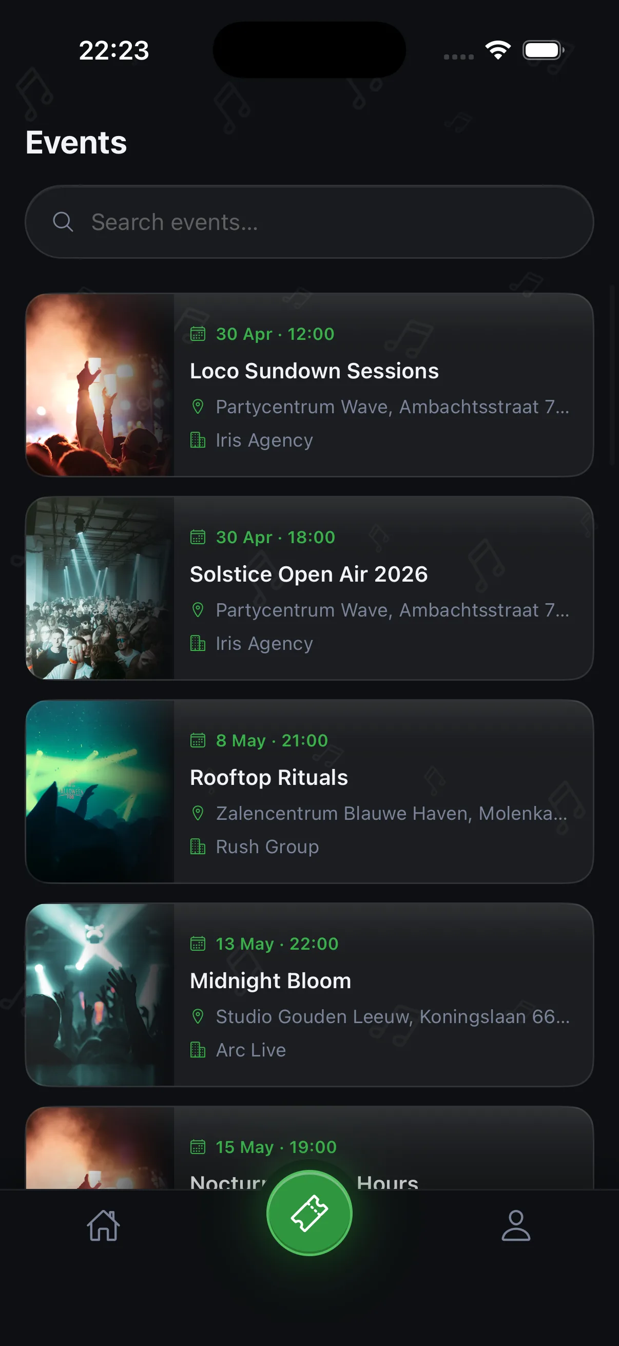 Zoekfunctie in de i-Ticketz app