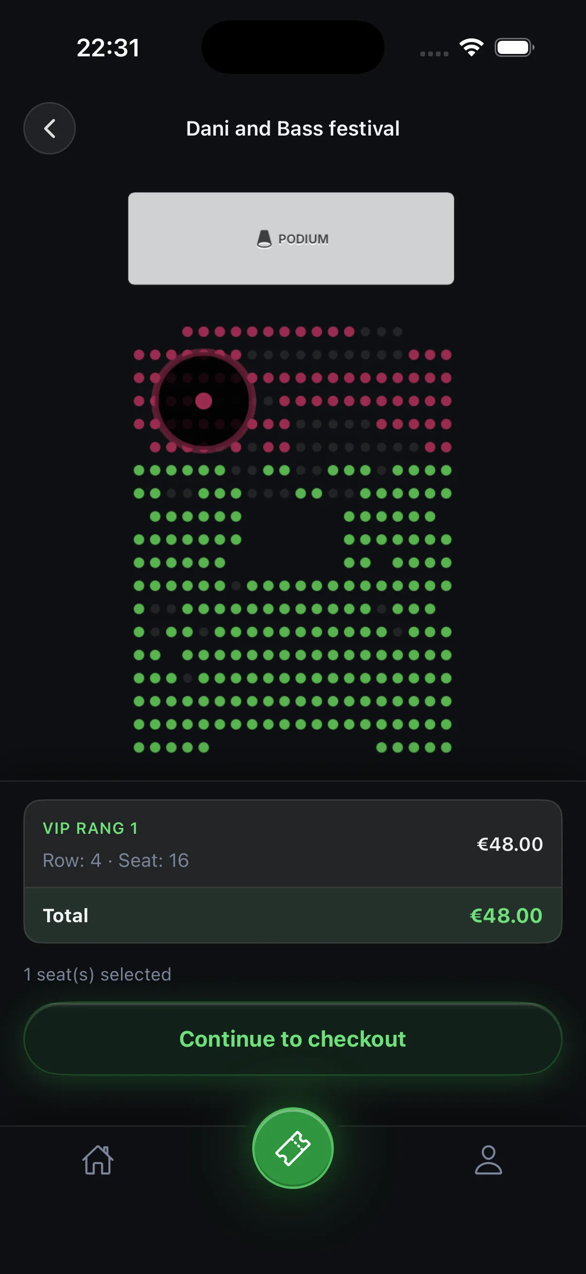 Stoelenplan in de i-Ticketz app